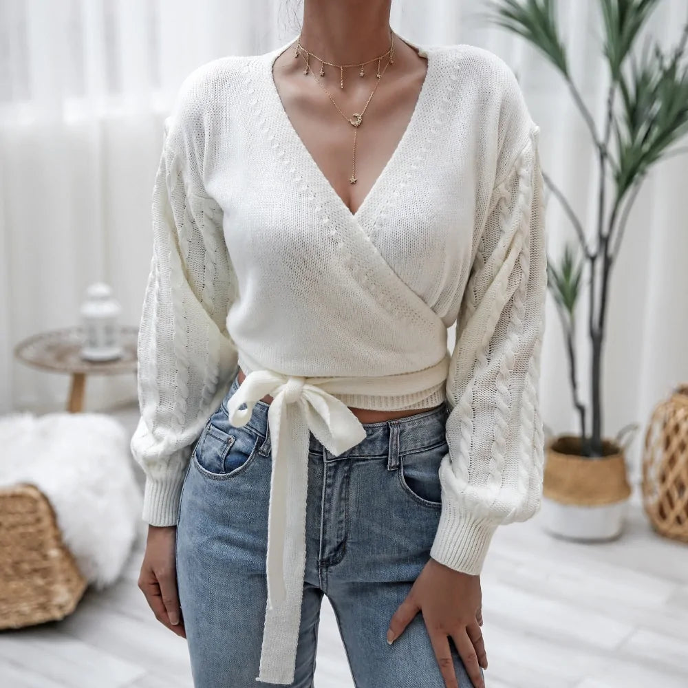 Cross Wrap Knitted Sweater