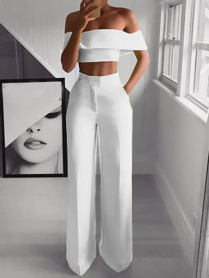 Cropped Top Long Trousers Set