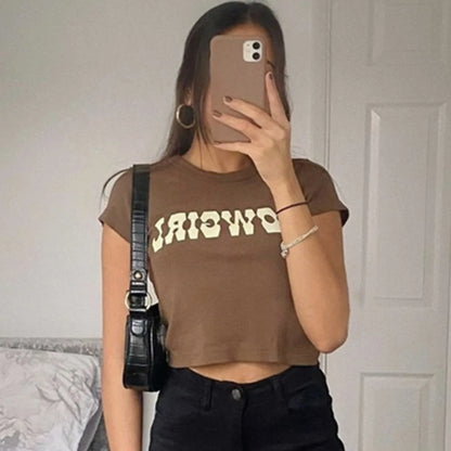 Print Crop Tops Tee