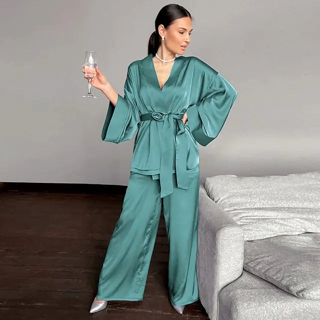 Two Piece Set Satin Sleepwear