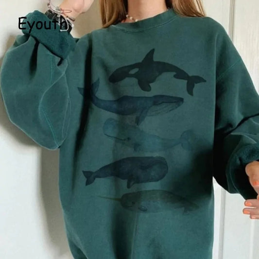 Whale Printed Hoodies