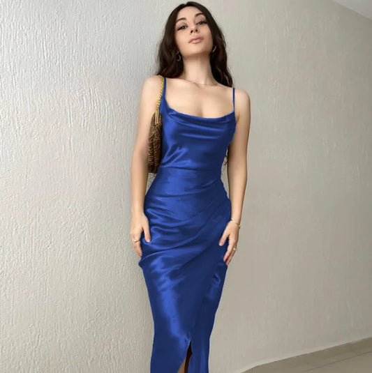 Glamourous Satin Lace-Up Gown