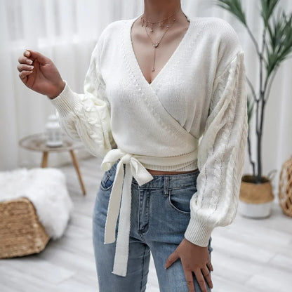 Cross Wrap Knitted Sweater