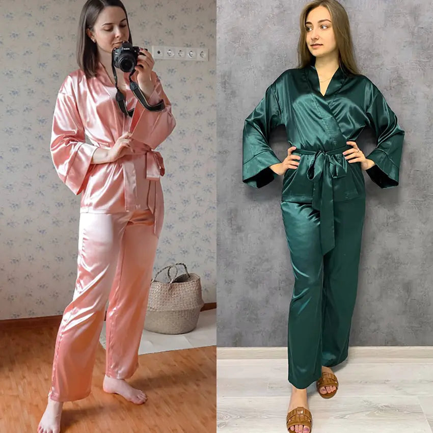 Two Piece Set Satin Sleepwear