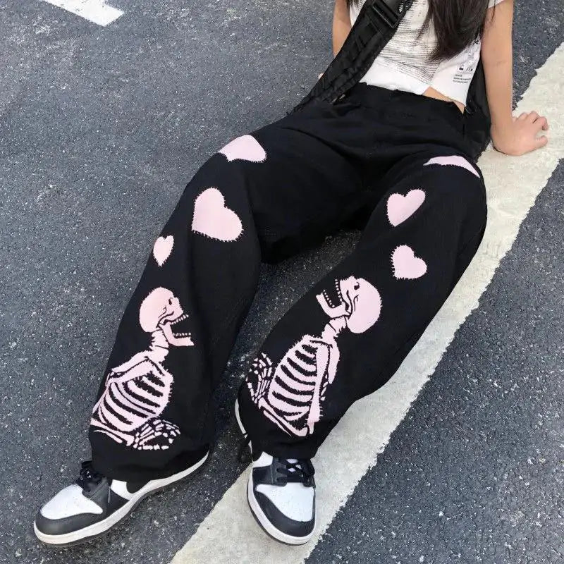 Love Skull Print Pants